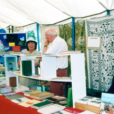 Pam Dan with Mark Paterson at Mark's book stall in the 2003 Wivenhoe Tent at the Tendring Show. | Photo by Peter Hill