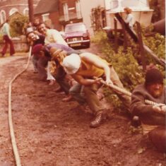The tug of war with Tony Young (artist) George Kolankiewicz (university lecturer) and Kevin O'Malley (university lecturer) | Pat Marsden 1974