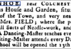 Mrs. Field's School to Educate Young Ladies 1768