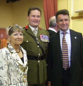 Town Mayor Cllr Frances Richards with Col Tony Phillips, Deputy Commander of the Garrison with our MP Bernard Jenkin | Peter Hill