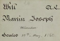 Joseph Martin’s Will  (Mariner) of 10 May 1852